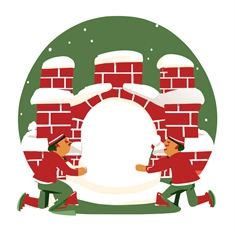 Christmas Decoration Chimney with Elves Sticker